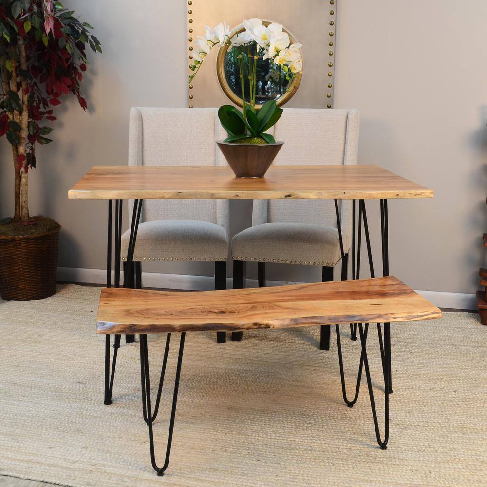 Alt View 4. Carolina Chair & Table - Seti Live Edge Dining Table - Natural Top - Black Base - Brown.