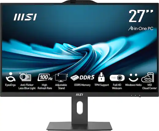 27" All-in-One PC
100 Hz
DDR5
FHD
EyesErgo
Anti-Flicker
High Refresh Rate
Adjustable Stand
Less Blue Light
DDR5 Memory
TPM Support
Full HD Webcam
Windows Hello
MSI Cloud Center