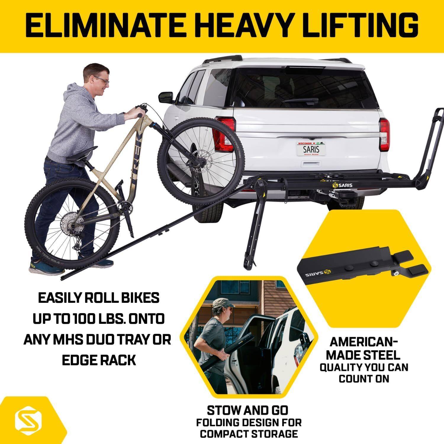 Saris MHS & Edge Bike Loading Ramp Heavy Duty Portable Ramp for ...