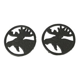 Things2Die4 - Set of 2 Cast Iron Moose Trivets Decorative Kitchen Home Decorations Lodge Decor - Brown
