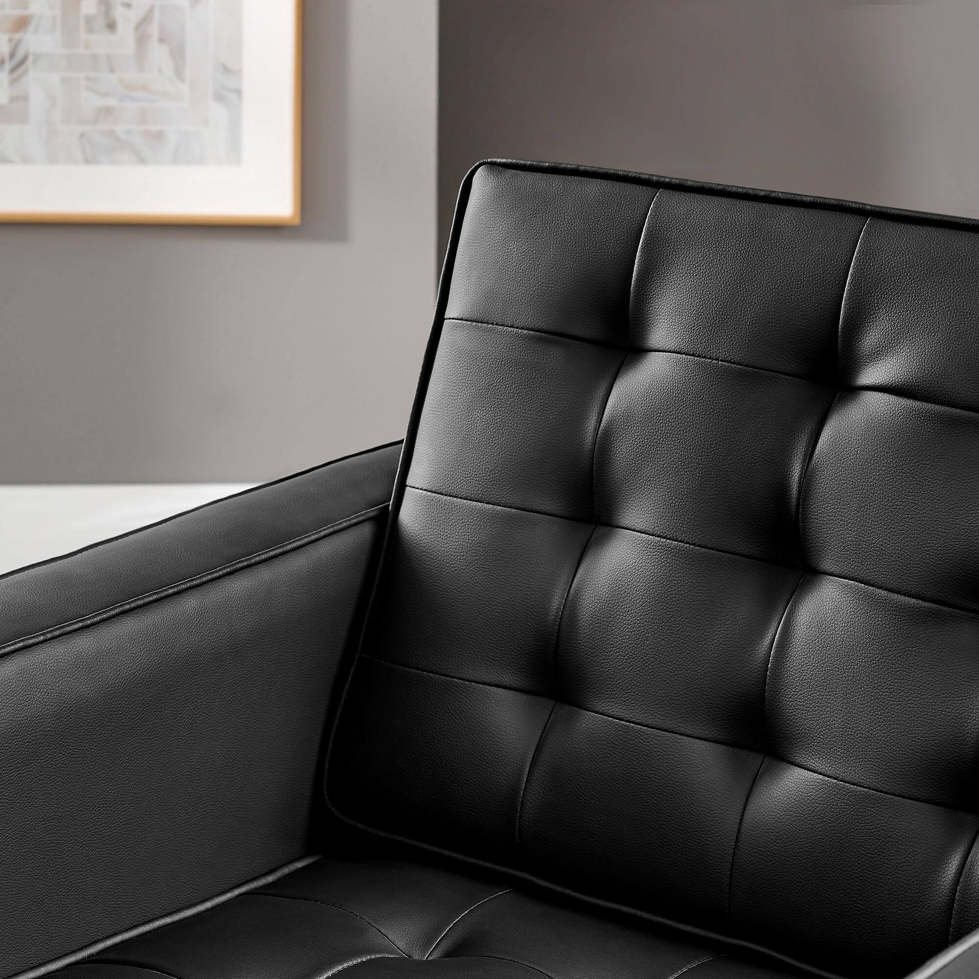Alt View 4. Modway - Loft Tufted Vegan Leather Armchair by Modway - Black.