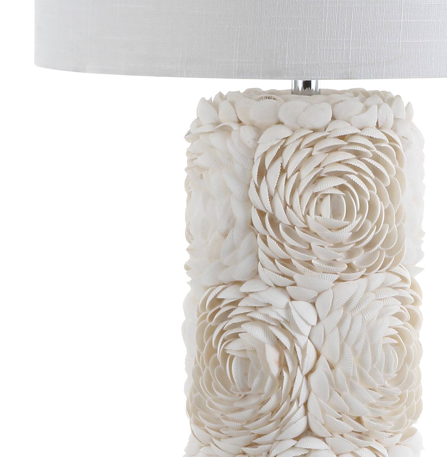 Alt View 4. Jonathan Y - Rosette 28.5" Seashell/Resin/Crystal LED Table Lamp, Cream - Cream.