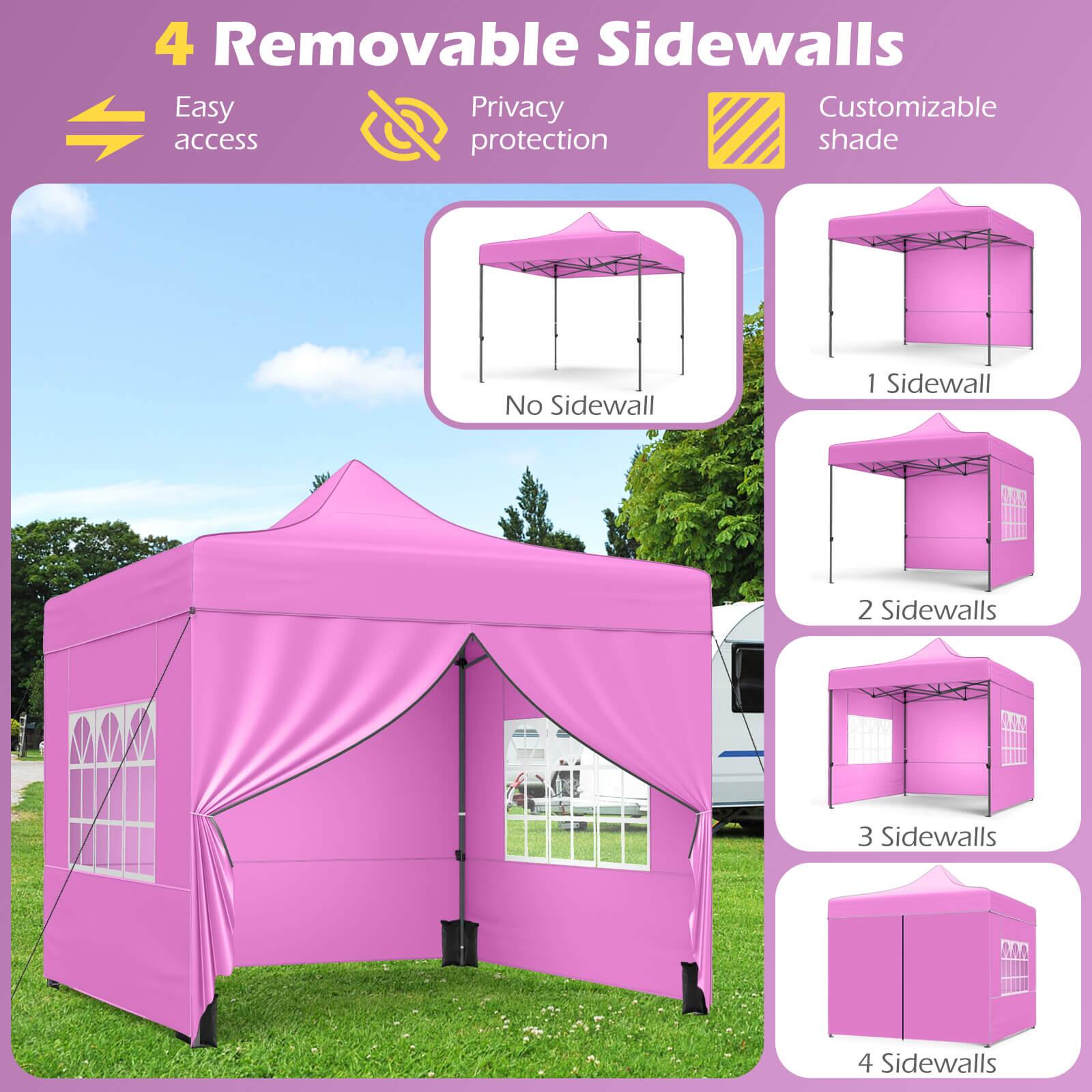 4 Removable Sidewalls

- Easy access
- Privacy protection
- Customizable shade

- No Sidewall
- 1 Sidewall
- 2 Sidewalls
- 3 Sidewalls
- 4 Sidewalls