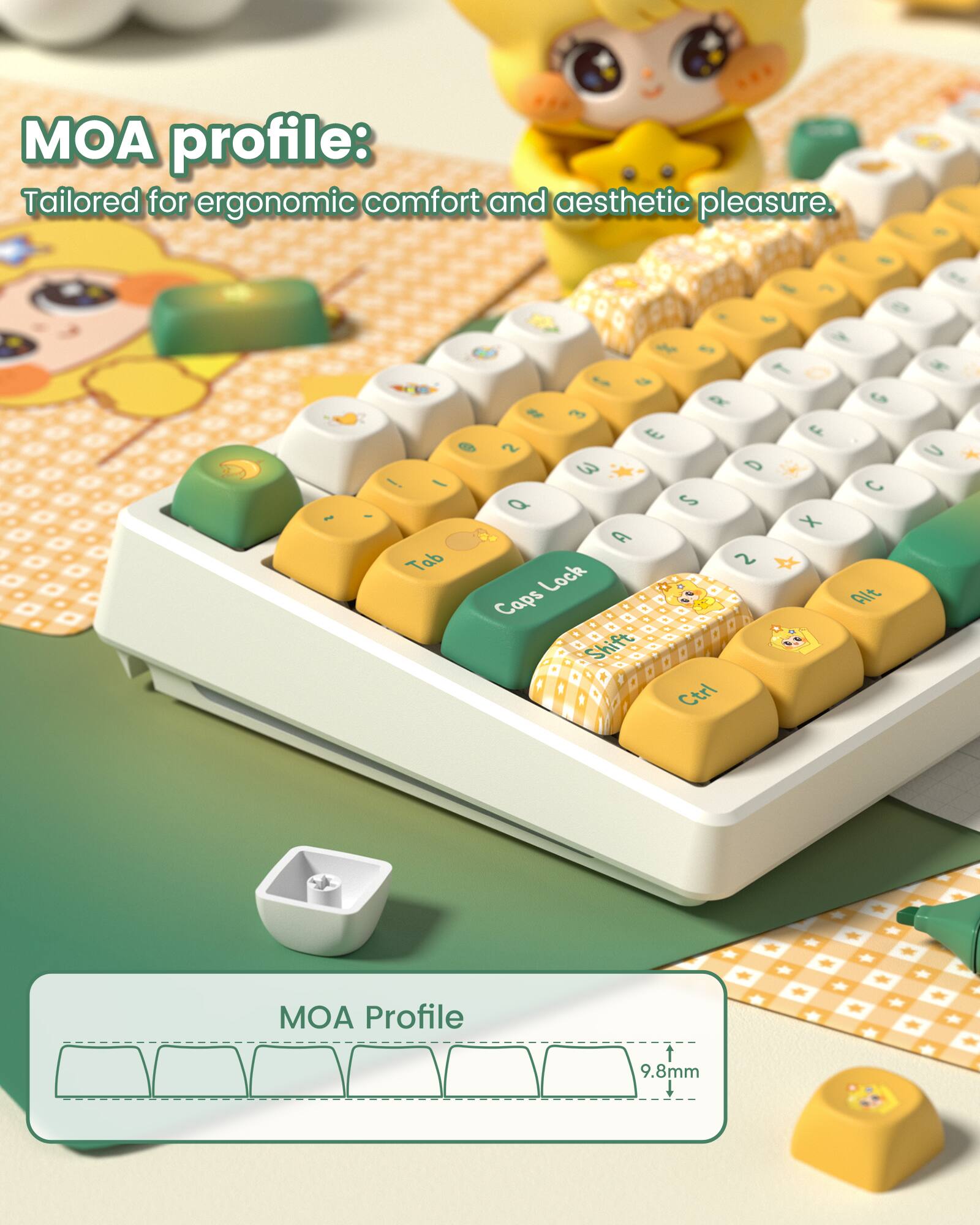 Womier PBT Keycap Set, MOA Profile Dye Sub Custom Keyboard Keycap for ...