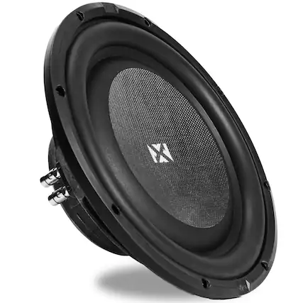 Front. NVX - SMW12D4 800W Peak (400W RMS) S-Series Shallow-Mount 12in Dual 4-Ohm Subwoofer.