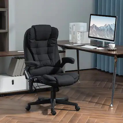 Front. Anysun - Linen Swivel High-Back Design Vibrating Massage Office Chair with Padded Armrests - Black.