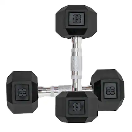 Front. Alchemy Casas - Hex Rubber Encased Dumbbells Set Of 2 With Metal Handle For Exercise And Fitness p Superior Quality Material - MULTI.