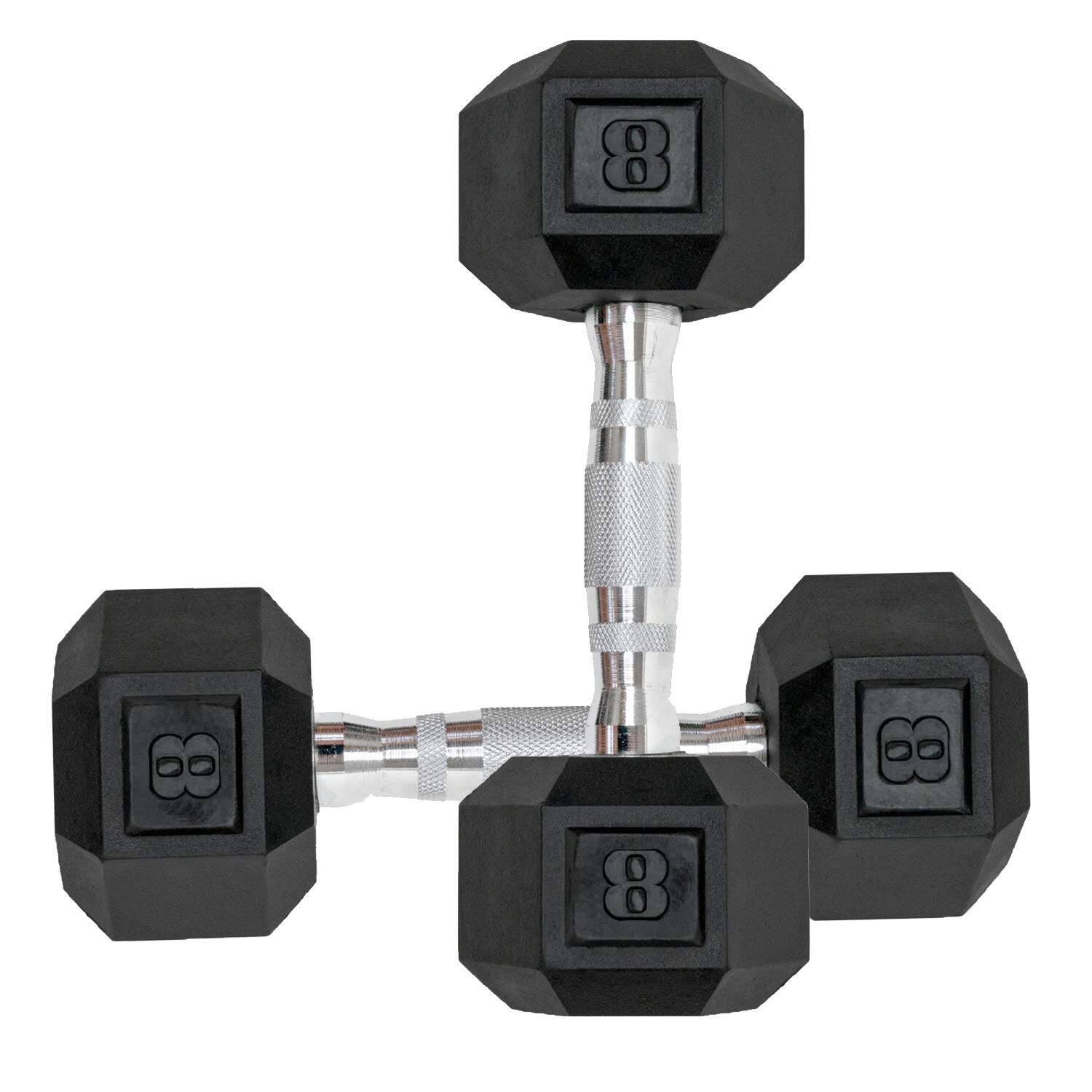 Front. Alchemy Casas - Hex Rubber Encased Dumbbells Set Of 2 With Metal Handle For Exercise And Fitness p Superior Quality Material - MULTI.