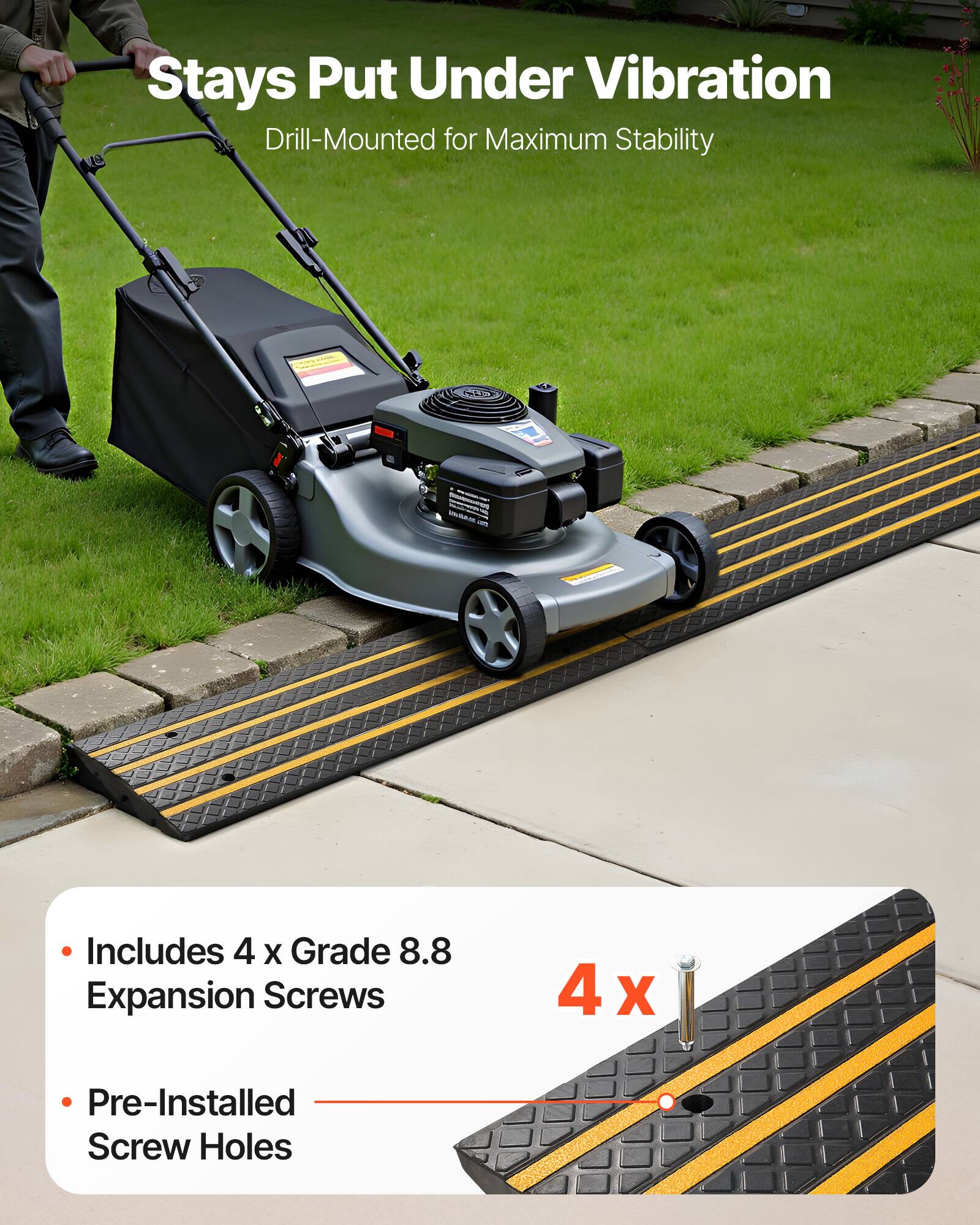 Stays Put Under Vibration  
Drill-Mounted for Maximum Stability  

Includes 4 x Grade 8.8 Expansion Screws  
Pre-Installed Screw Holes