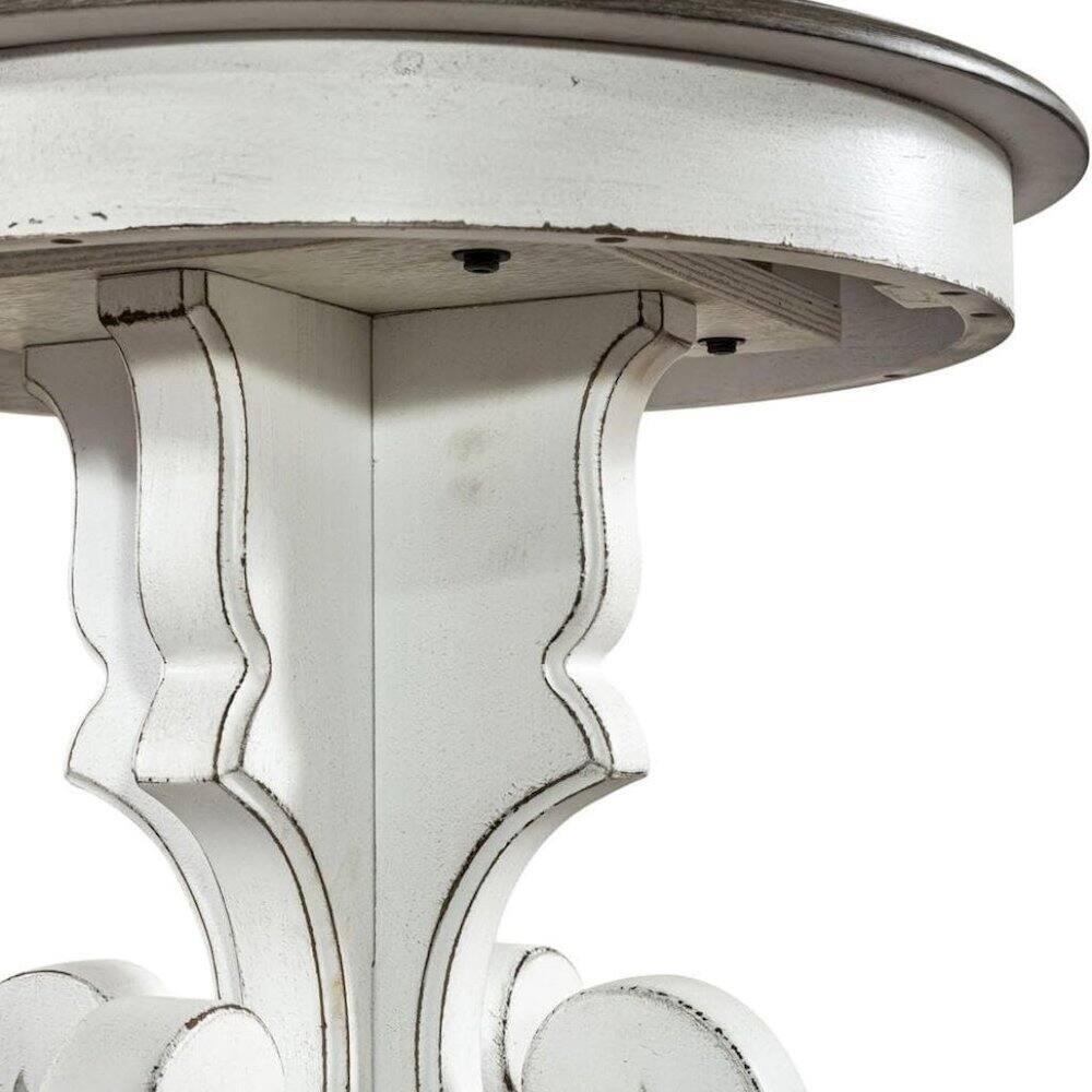 Alt View 4. Starlight Canyon Home - Antique White Round Side Table Accent Piece for Rustic Living Rooms - White.