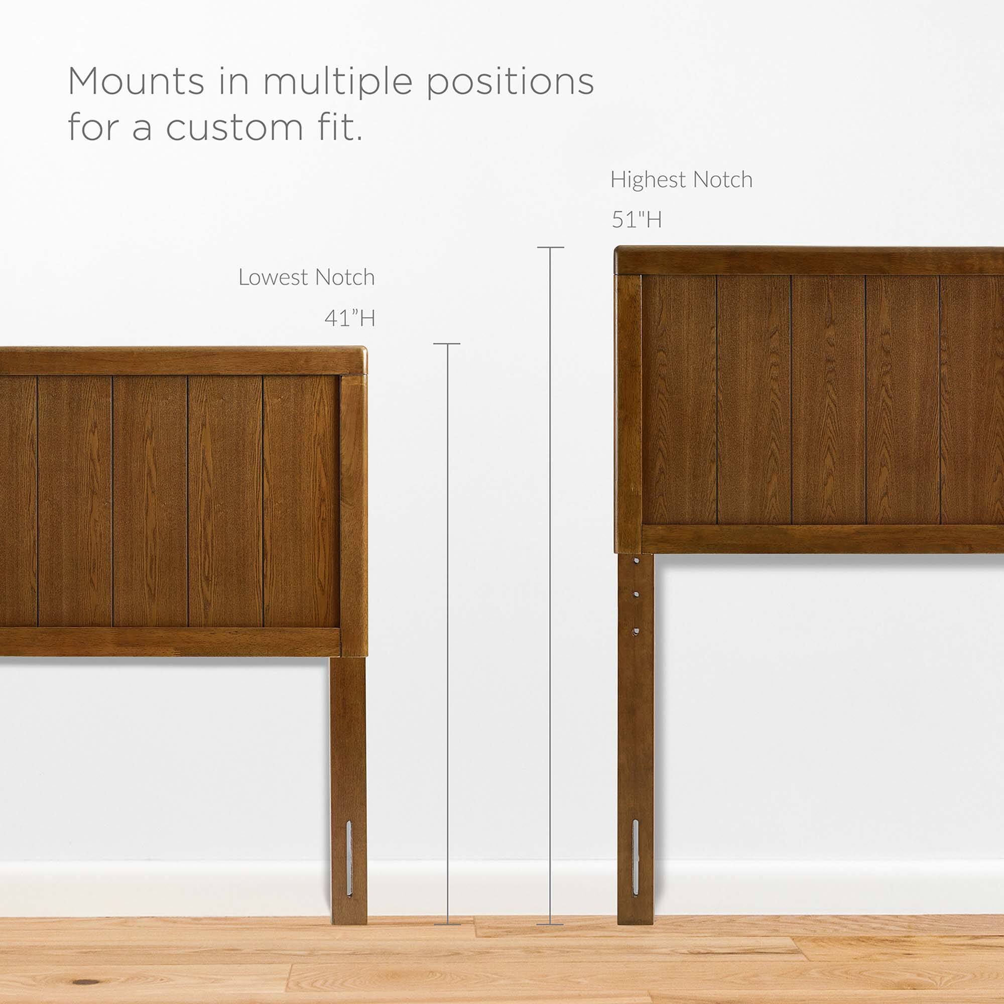 Mounts in multiple positions for a custom fit.

Lowest Notch 41"H

Highest Notch 51"H