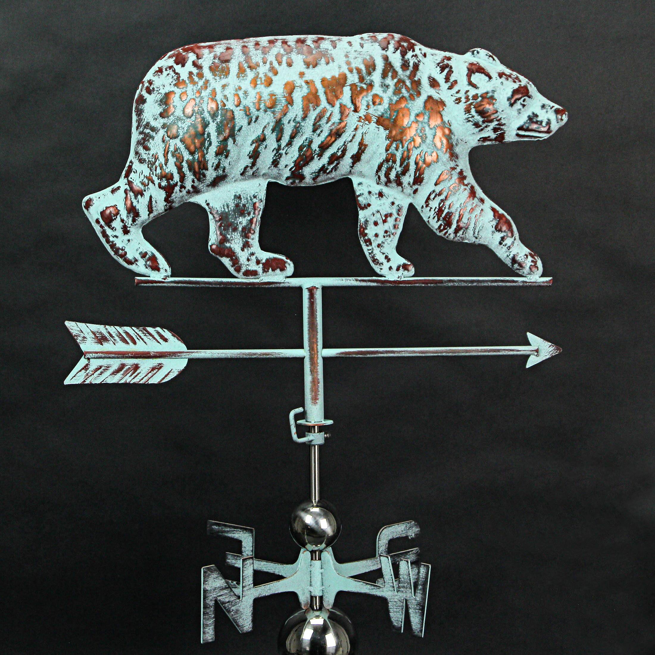Alt View 6. Things2Die4 - Verdigris Copper Bear Weathervane Roof Mount Home Garden Decor Forest Lodge Art - Teal.