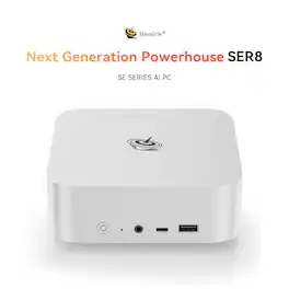 Beelink - SER8 Mini PC With AMD Ryzen 7 8845HS, 24GB DDR5 RAM& 1TBB SSD, Win 11 Pro Pre-installed - Frost Silver