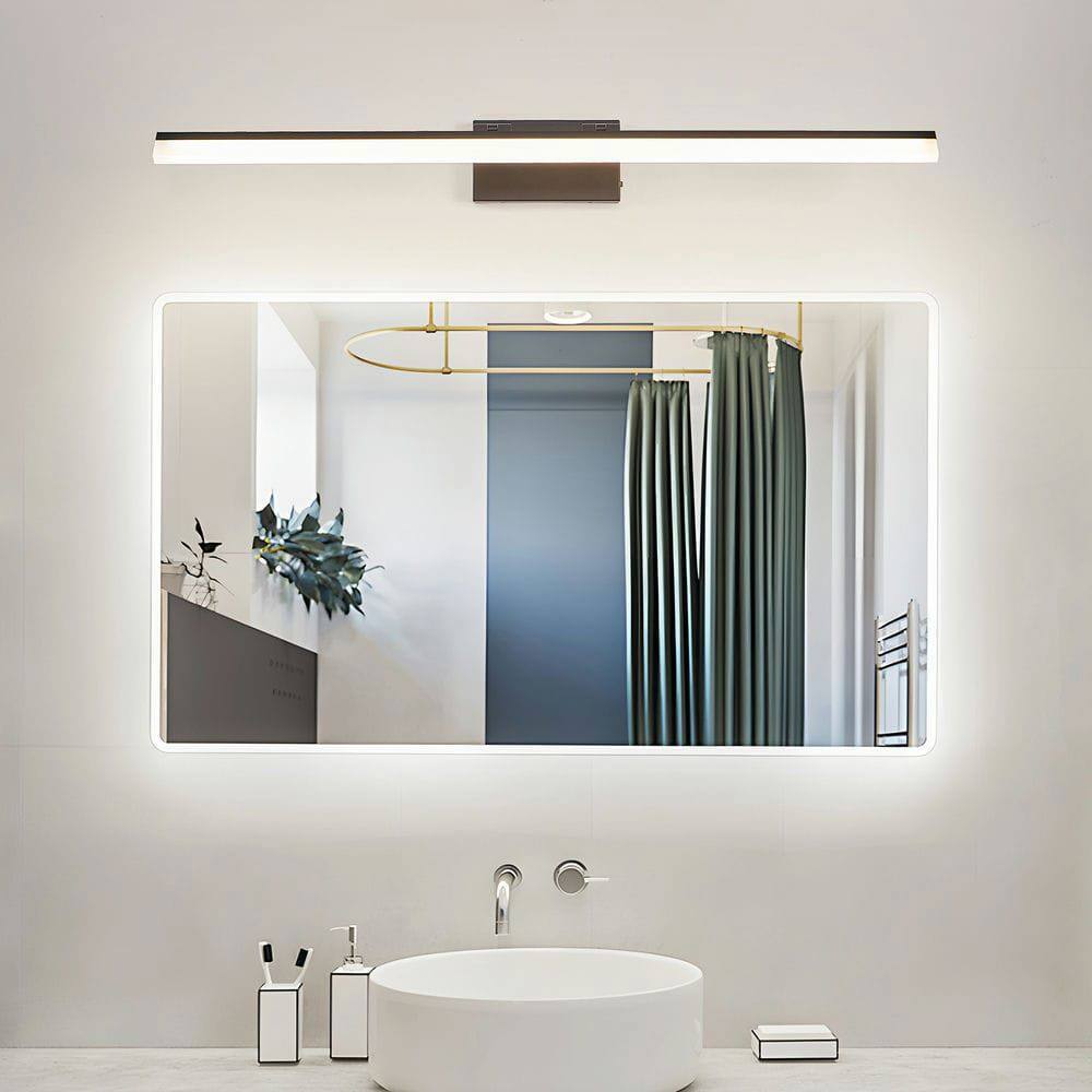 Alt View 6. Kadyn - 39 Inch Modern LED Bathroom Vanity Light – Sleek Black Metal Wall Light for Mirror, Dressing Room or Sink Area, Black - Black.