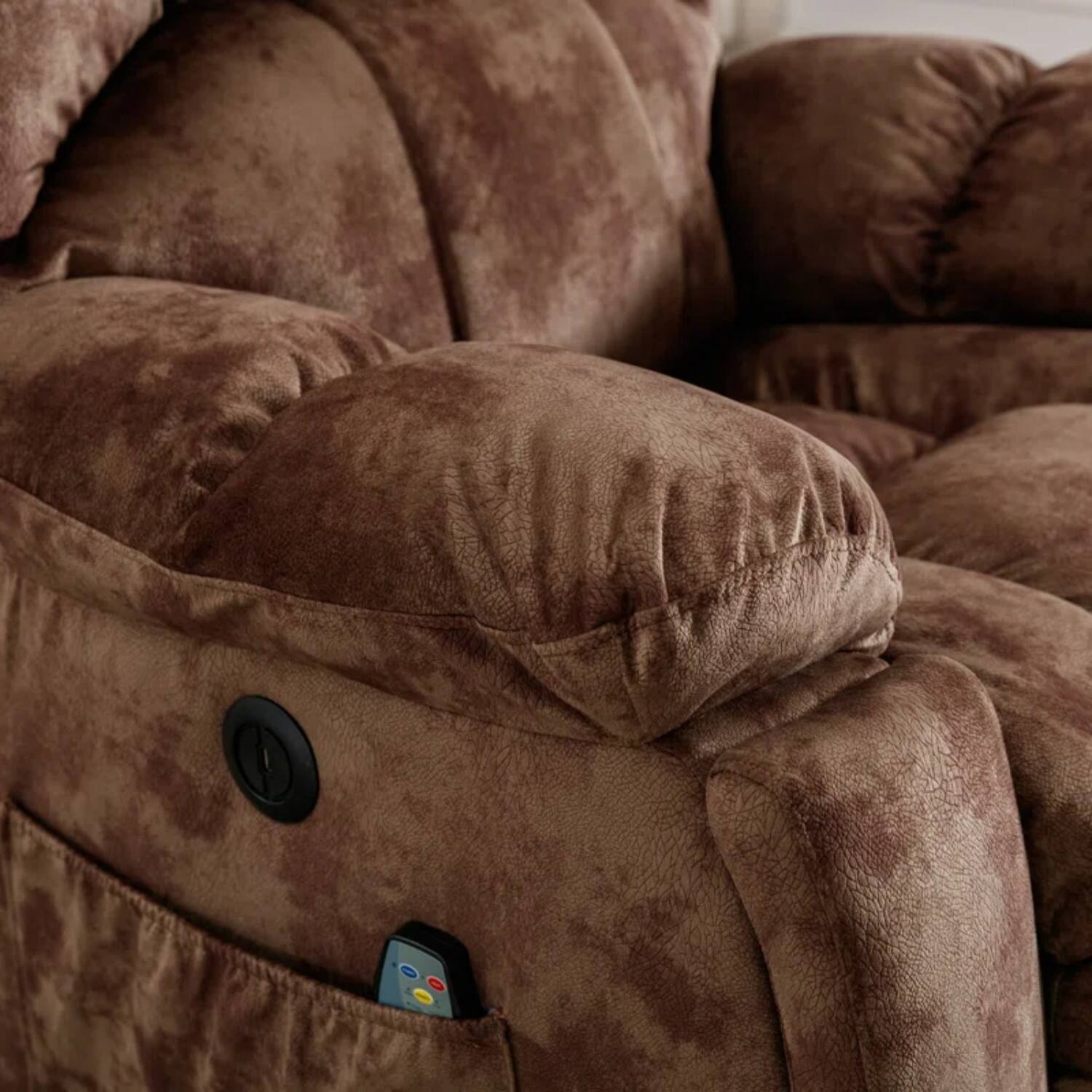 Alt View 7. Bestier - 40.6" W Microsuede Power Lift Recliner Chair with Massage and Heating - Brown.