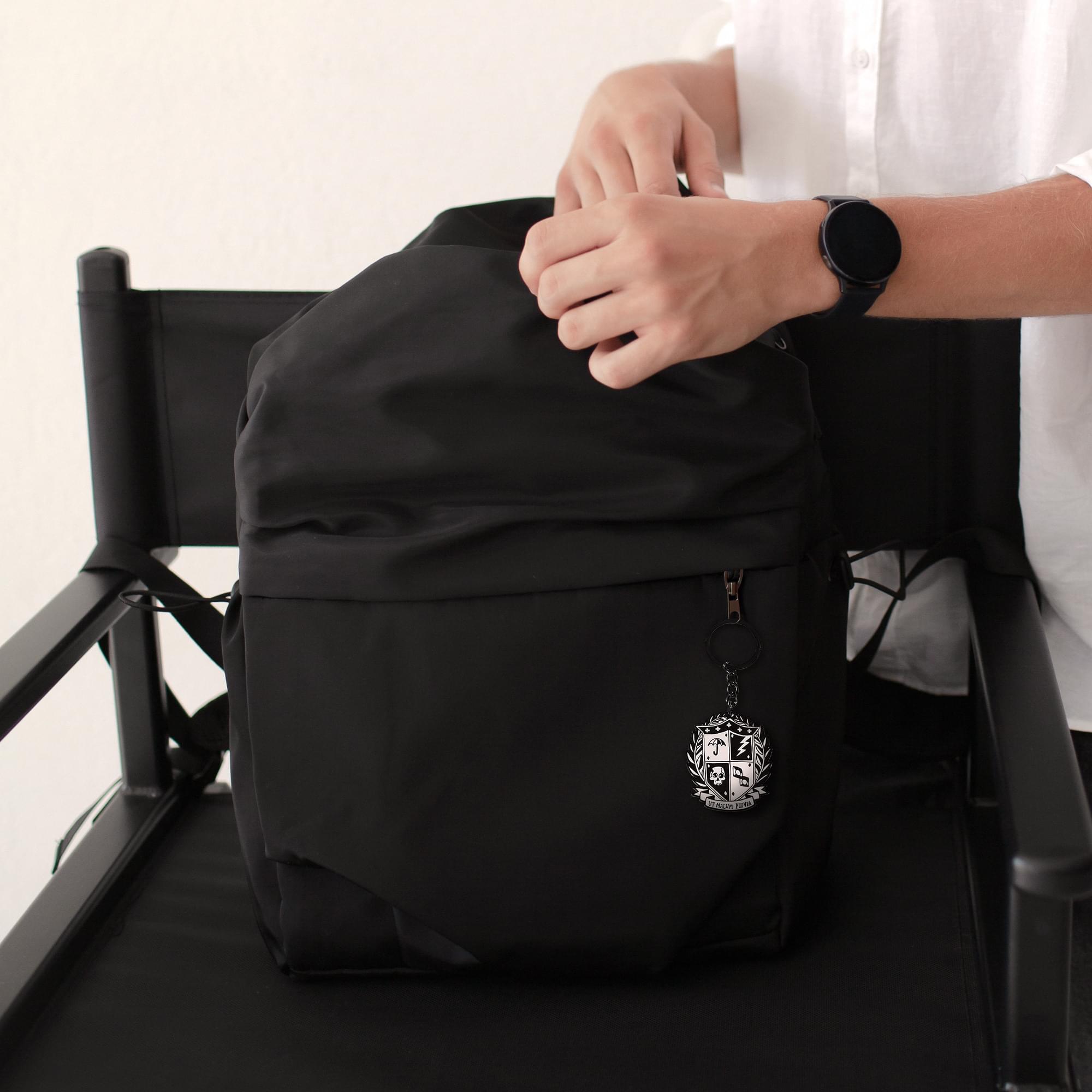 Alt View 1. Dark Horse Comics - Umbrella Academy School Crest 2 Inch Enamel Keychain - Black.