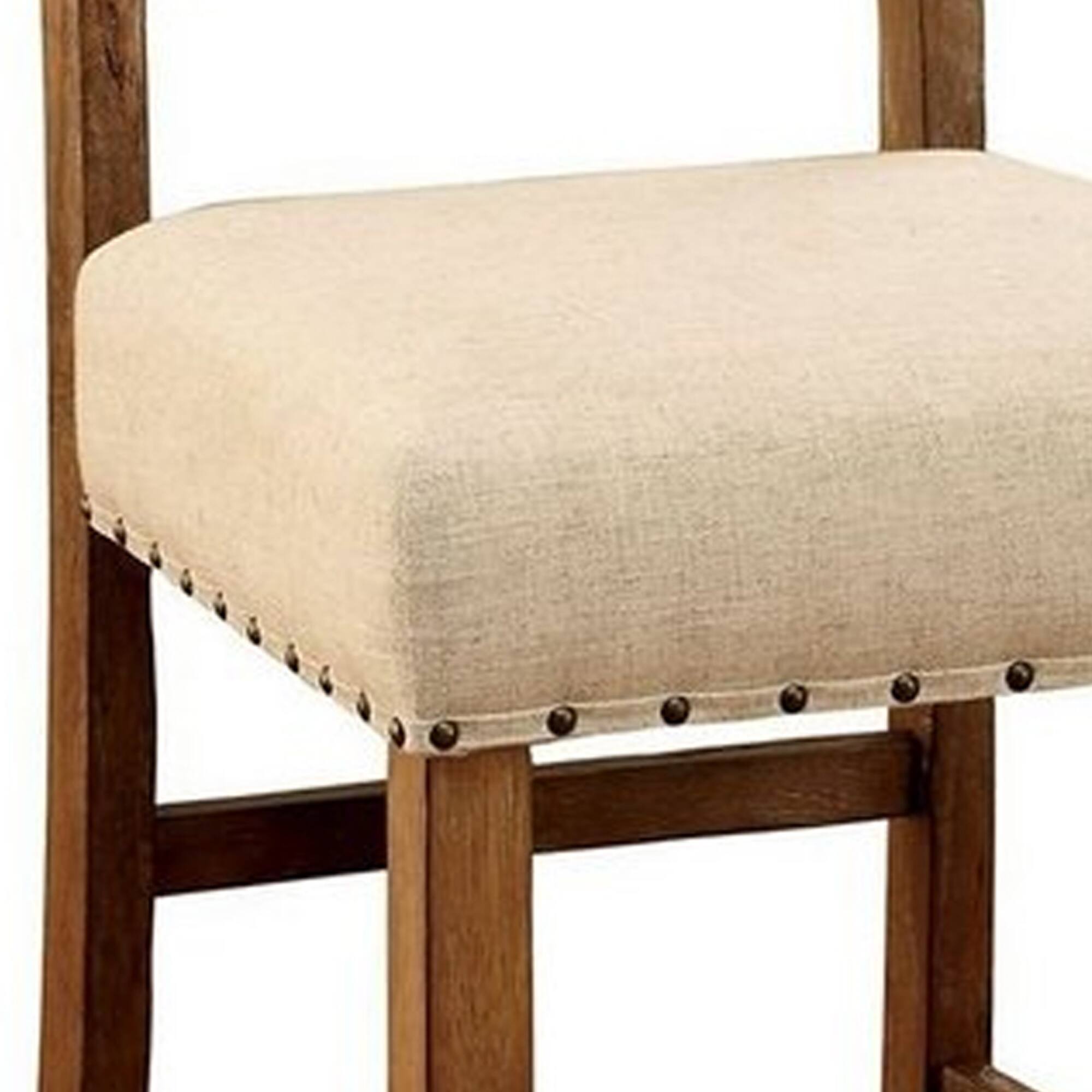 Alt View 1. Manhattan Lane - Sania Rustic Counter Height Chair In Ivory Linen, Set of 2 - Natural Tone.