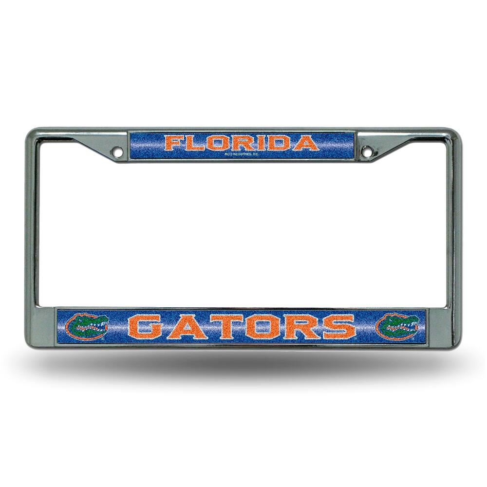 Florida Gators Classic 12" x 6" Silver Bling Chrome Car/Truck/SUV Auto Accessory