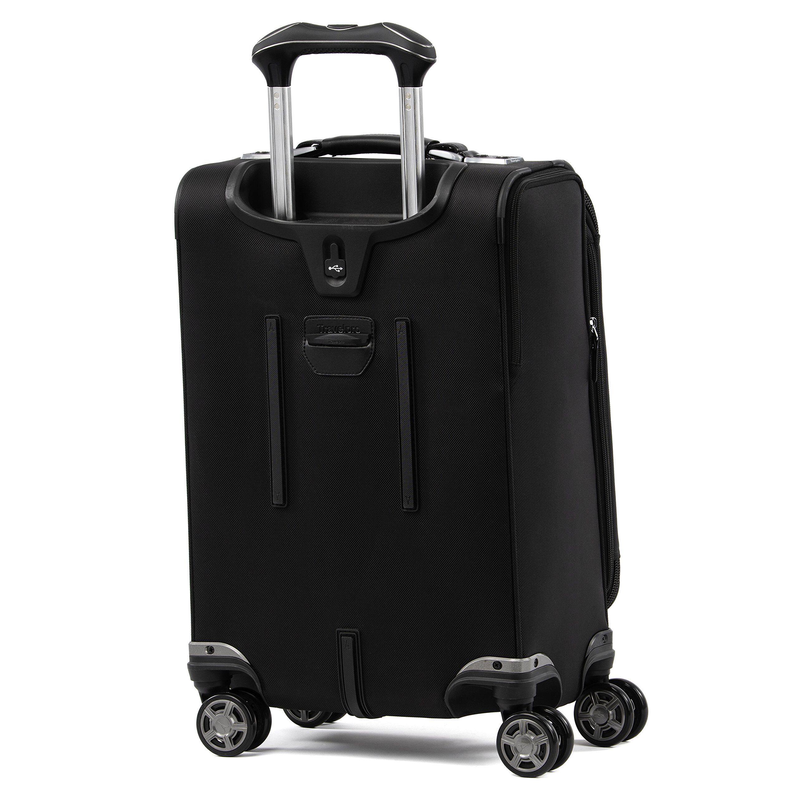 Angle. Travelpro - Travelpro Platinum Elite Softside Expandable 20" Carry On Spinner - Shadow Black.