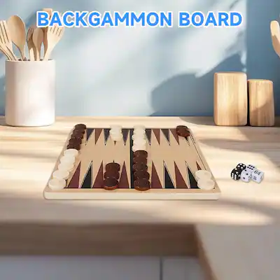 Syrace Houten inlay-backgammon set, klassieke strategie bordspel etui 15,7 groot formaat met checker-stukken voor volwassenen en kinderen Syrace Houten inlay-backgammon set, klassieke strategie bordspel etui 15,7 groot formaat met checker-stukken voor volwassenen en kinderen