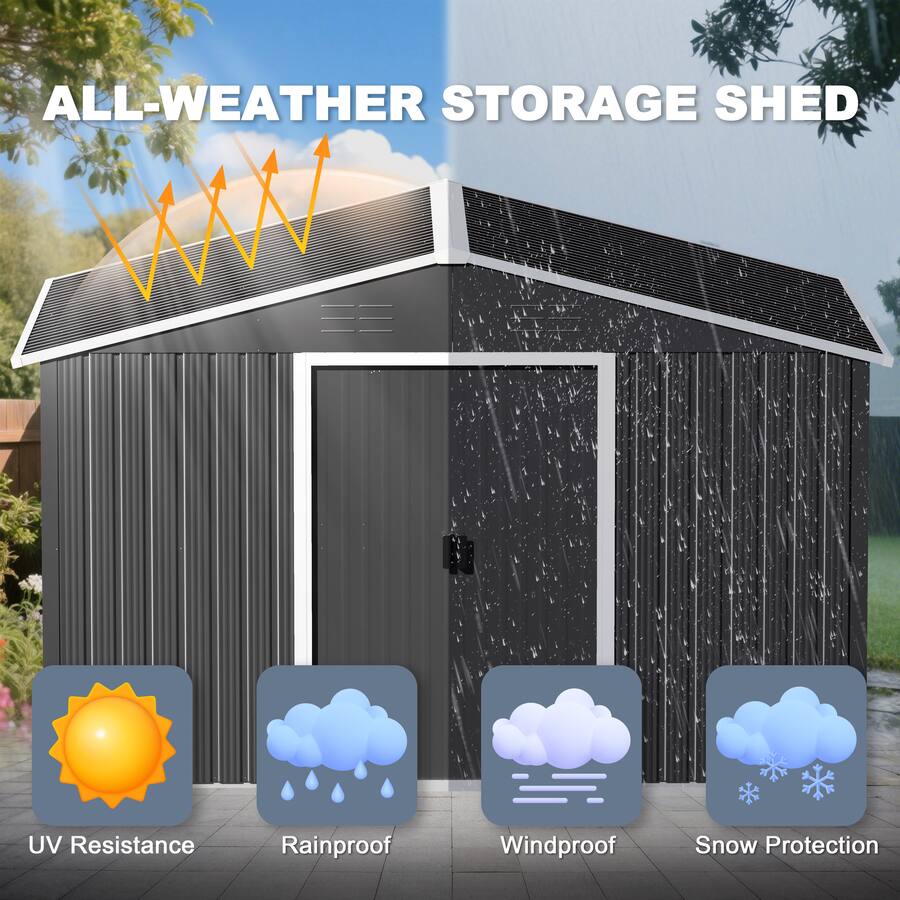 Nuu Garden 8 X 10 FT Garden Storage Shed Galvanized Sheet Tool Shed nuu-garden-8-x-10-ft-garden-storage-shed-galvanized-sheet-tool-shed