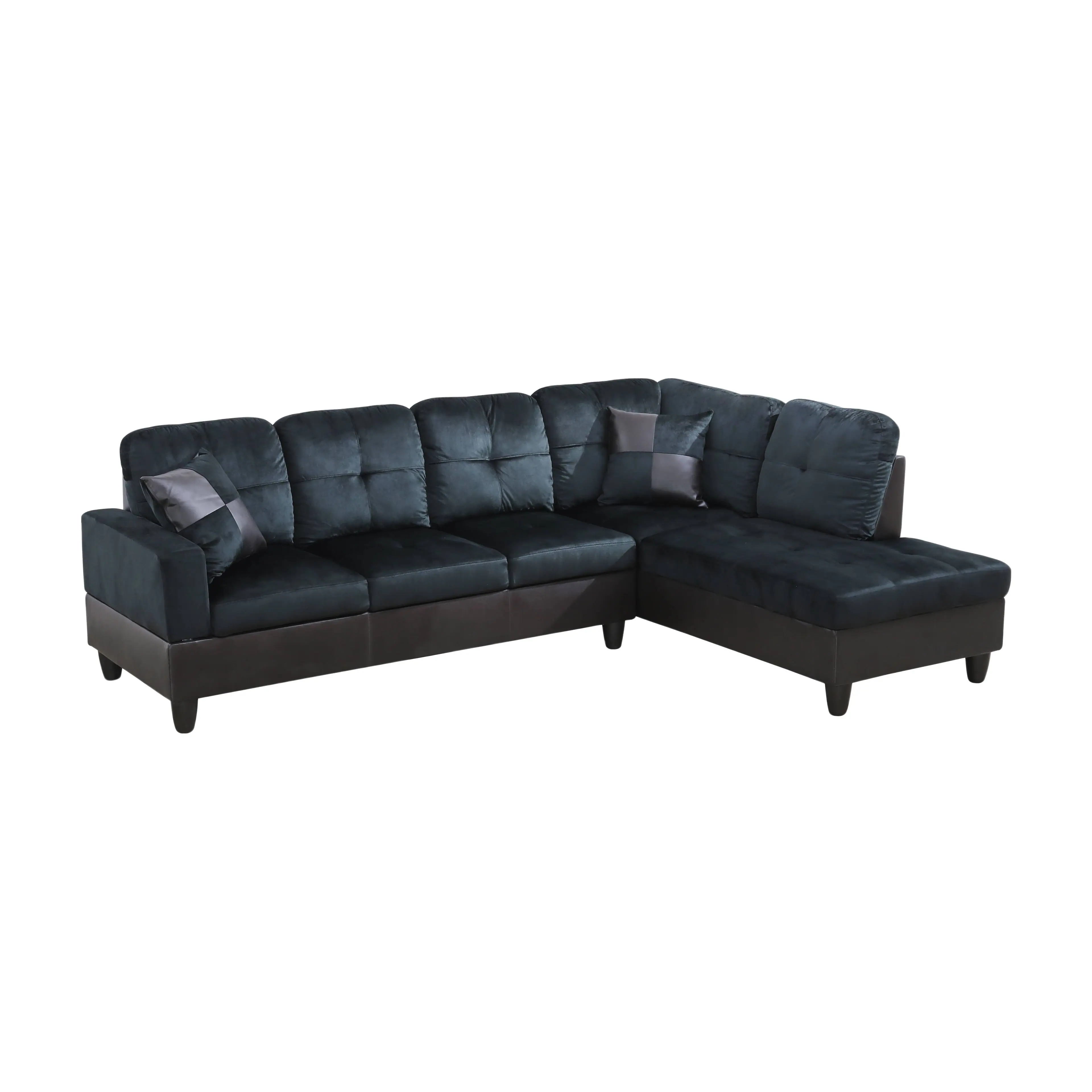 Alt View 4. Boyel Living - Atrovirens Lint Plush Sofa Solid Wood Frame Double Spring with Right Chaise Lounge - Dark Teal.
