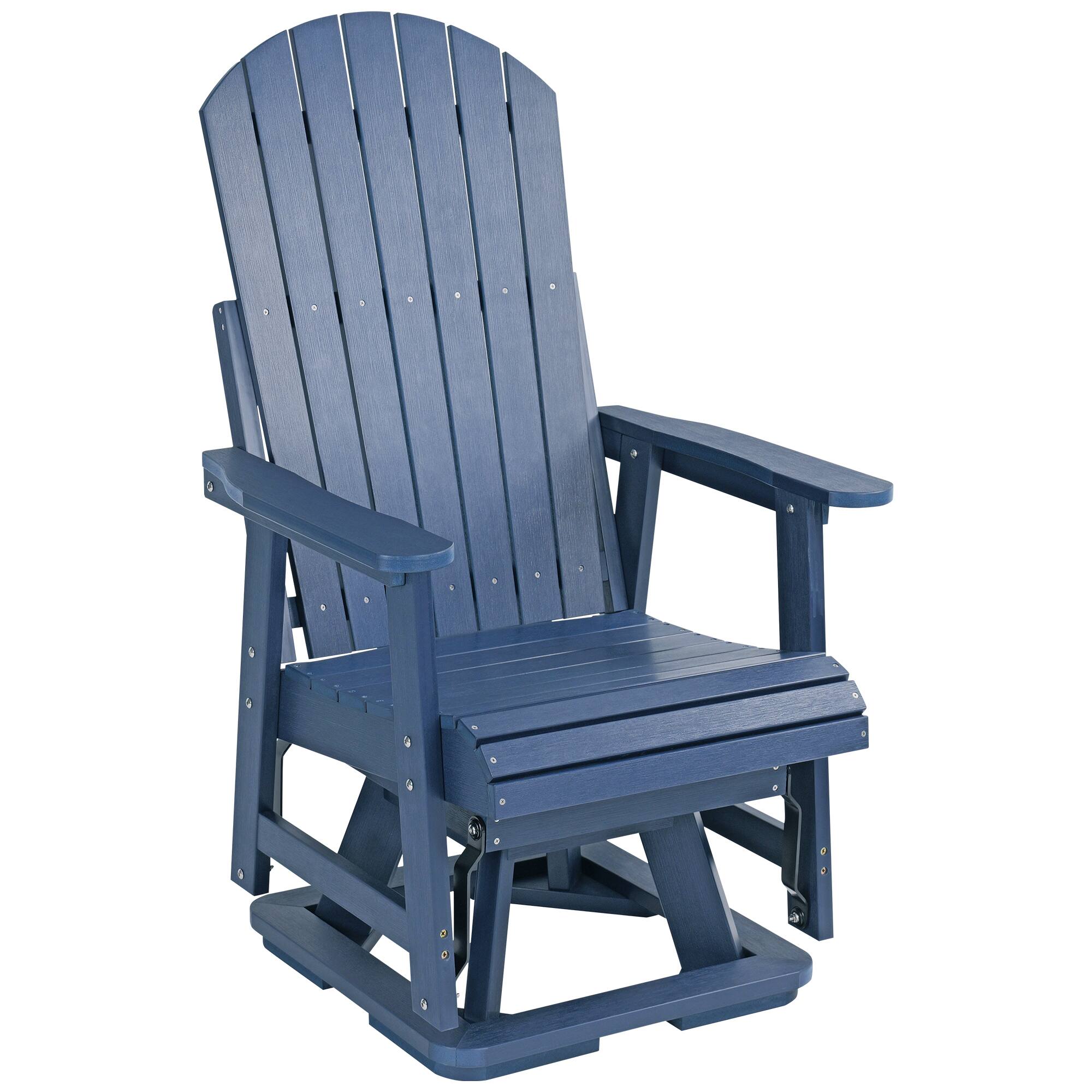 Alt View 6. Fortune Candy - HIPS Swivel Patio Glider, Poly Lumber Weather Resistant Outdoor Chair, for Patio, Porch, Yard - Navy Blue.