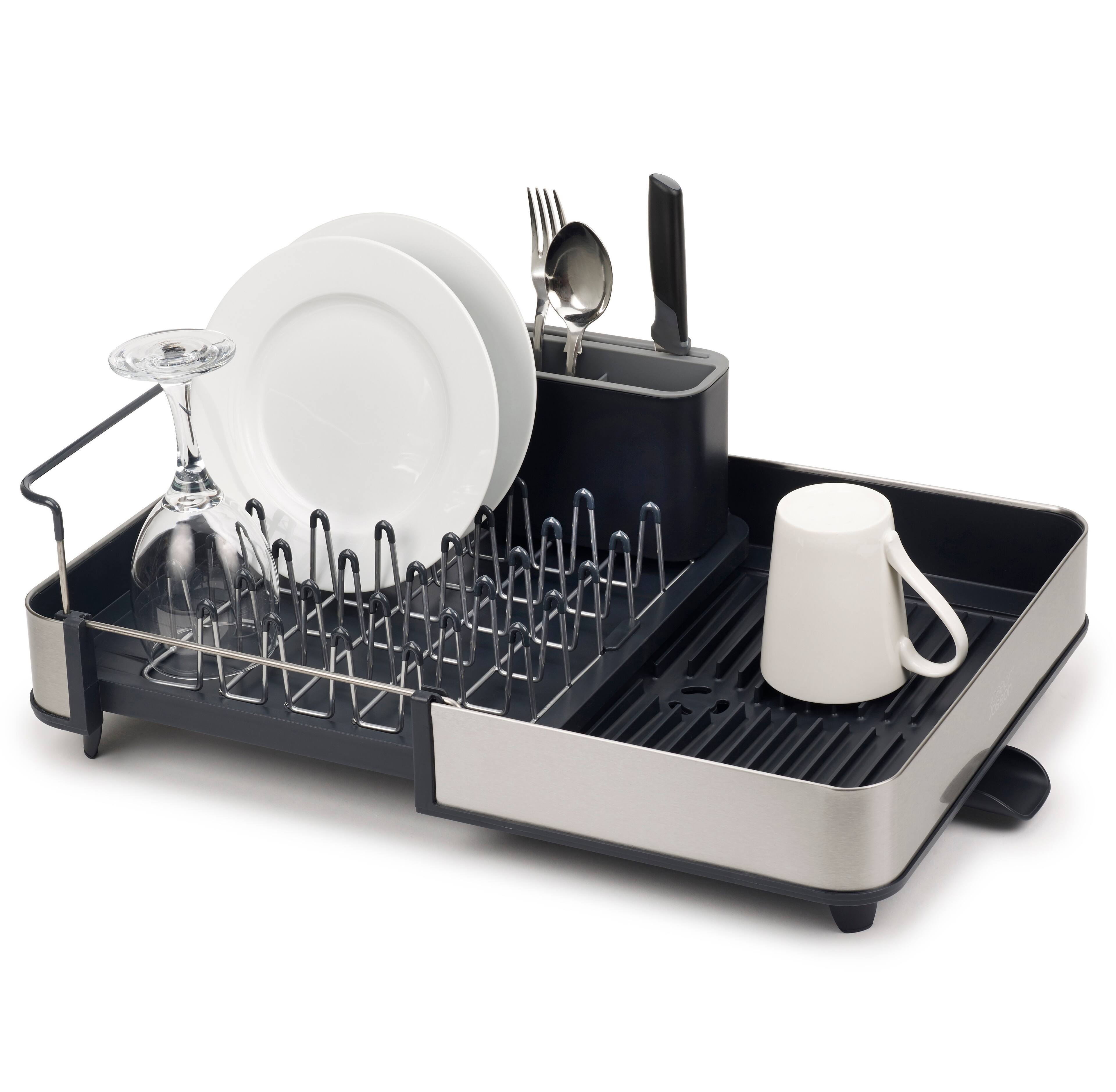 Front. Joseph Joseph - Extend Steel Expandable Dish Rack - Grey.