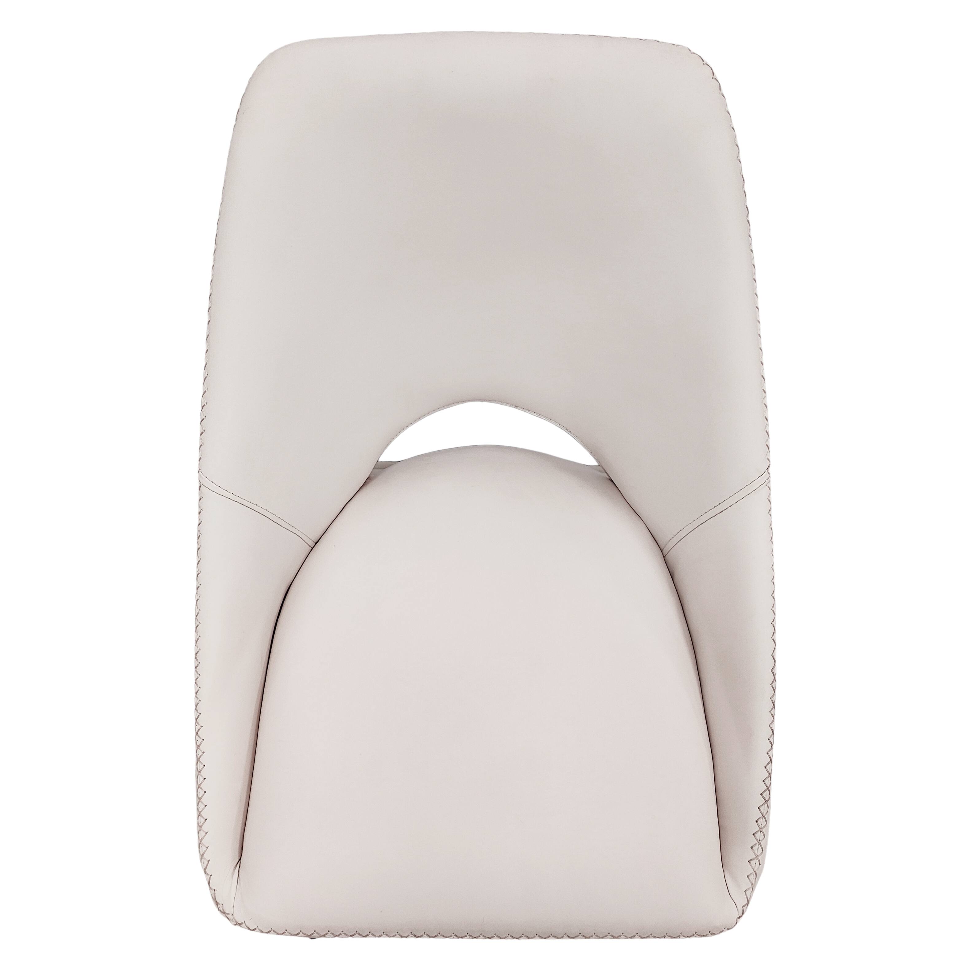 Alt View 4. LeisureMod - Amalfi Modern Upholstered Fabric Dining Chair, Curved Open Back Accent Side Kitchen Chair with Metal Legs - Coconut white.