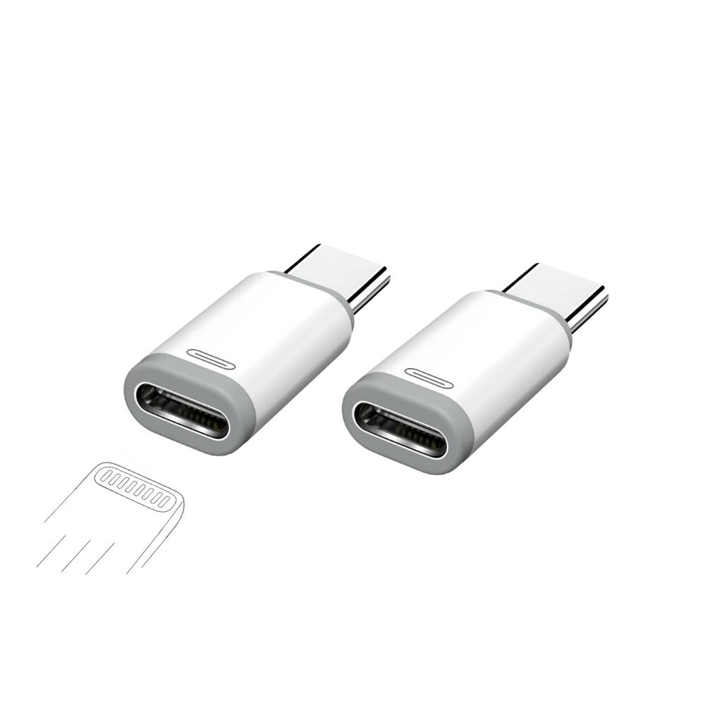 Alt View 1. Qixxronics - (2Pack) Lightning Female to Type C Male Adapter, Lightning to USB C Cable Connector Charger Converter - White.
