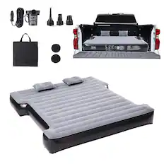 Front. VEVOR - Truck Bed Air Mattress, for 5.5-5.8 ft Full Size Short Truck Beds, Inflatable Air Mattress Camping Bed with 12V Air Pump - Grey.