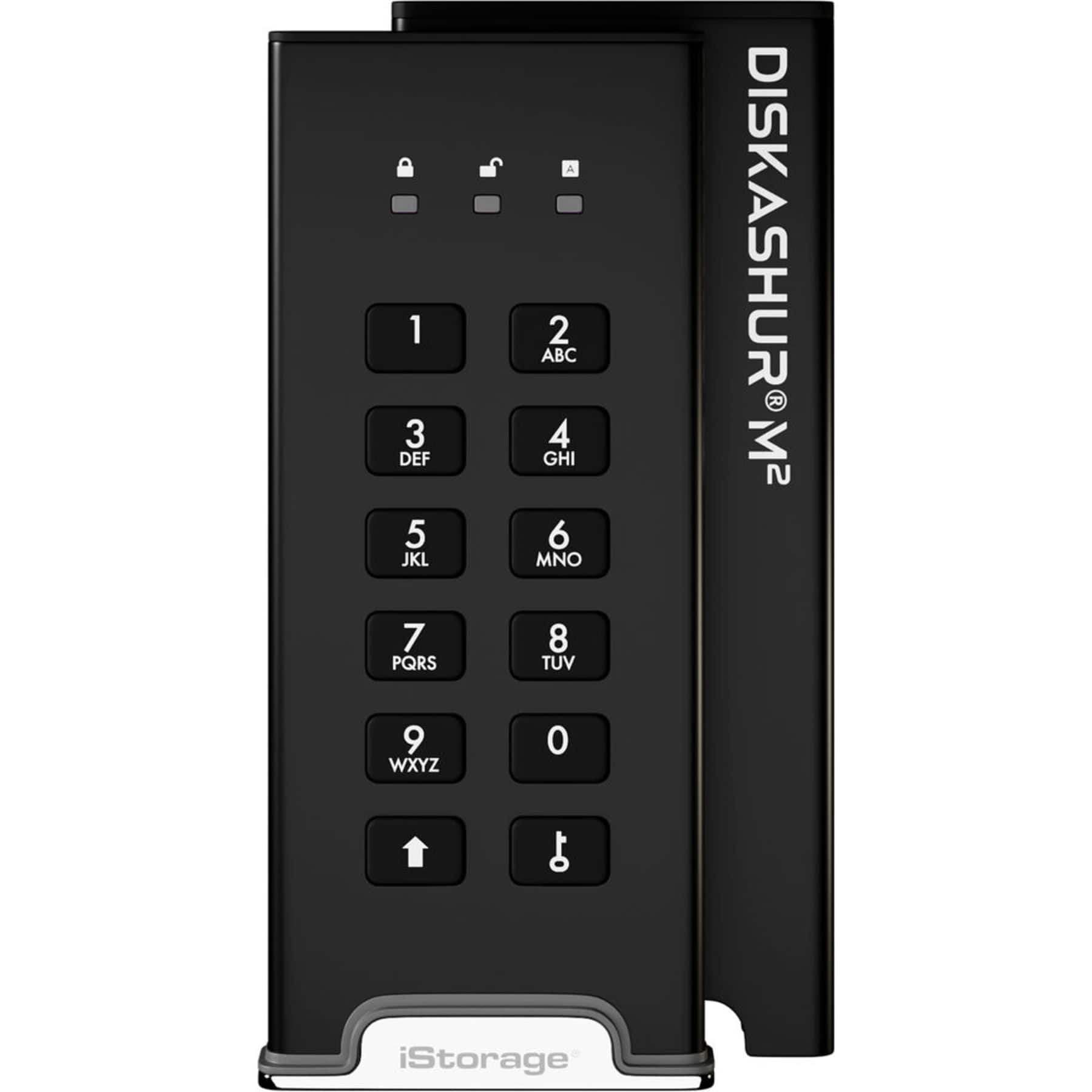 iStorage - diskAshur M² 2TB External USB 3.2 Gen 1 Portable Secure SSD with Hardware Encryption - Black