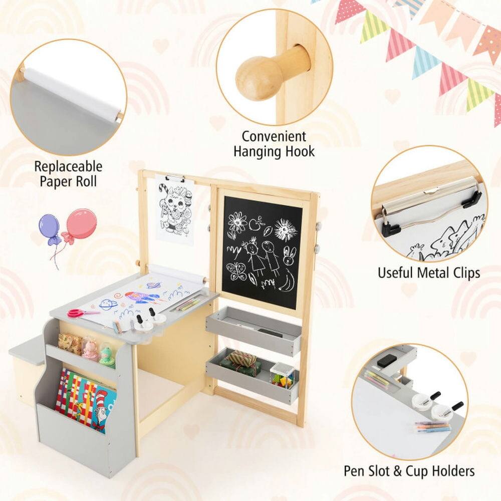 Replaceable Paper Roll  
Convenient Hanging Hook  
Useful Metal Clips  
Pen Slot & Cup Holders