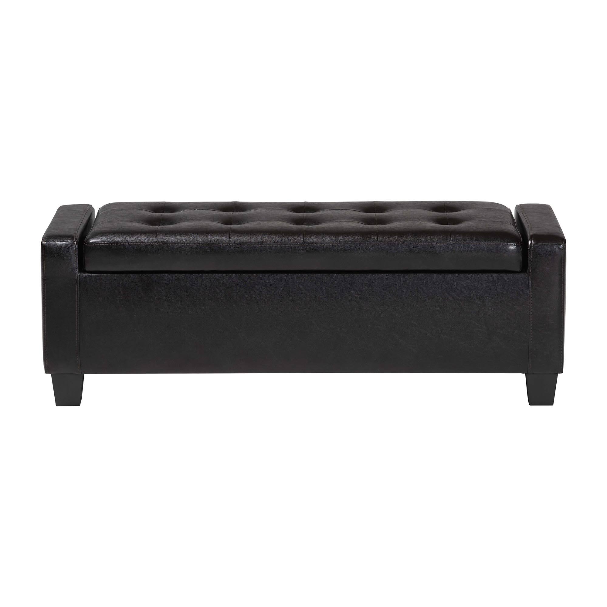 Left. Baxton Studio - Manchester Ottoman - Dark Brown.