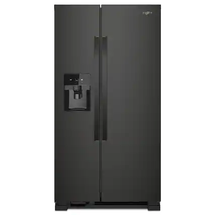 Front. Whirlpool - 21 Cu. Ft. Side-by-Side Refrigerator with LED Interior Lighting - Black.