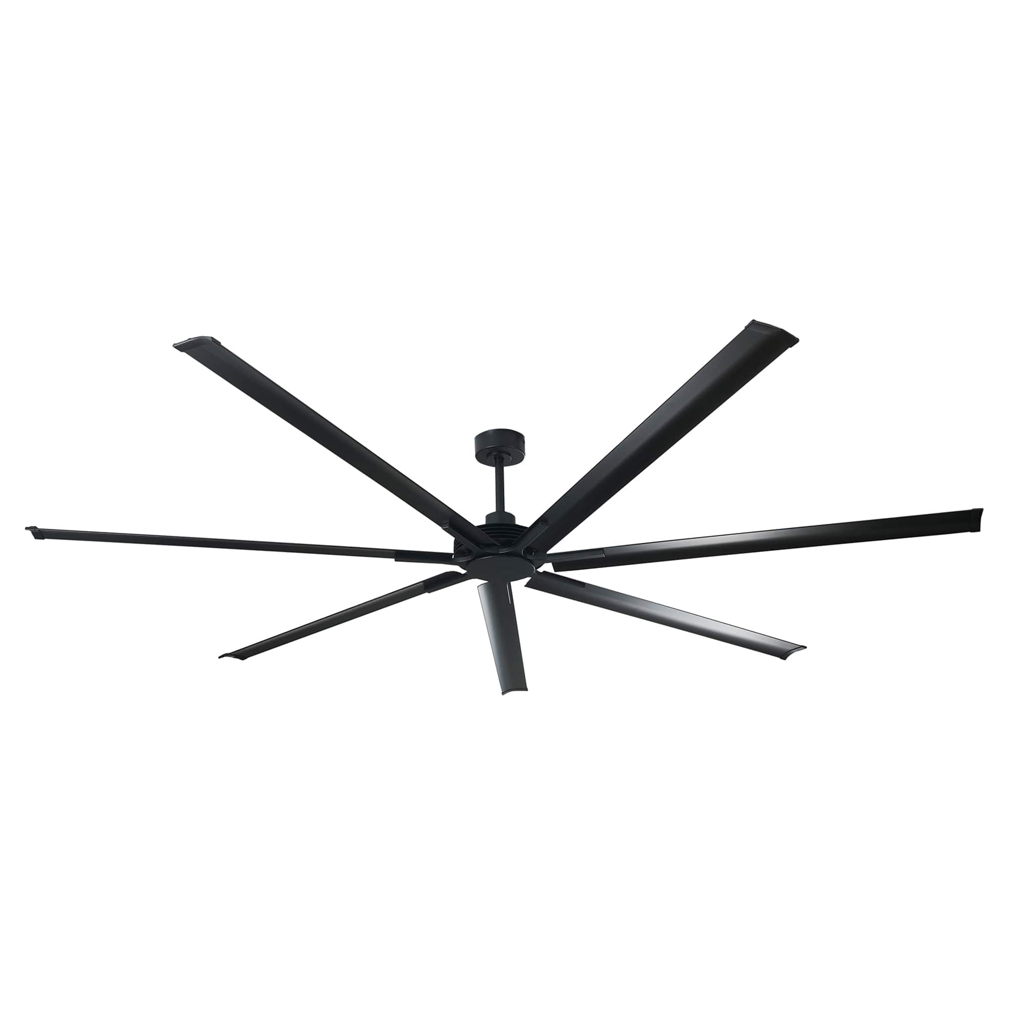 Parrot Uncle - 84" Industrial Aluminum 7-Blade Black Extra Large Ceiling Fan with Remote - Matte Black