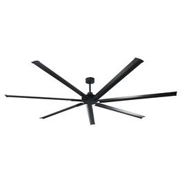 Parrot Uncle - 84" Industrial Aluminum 7-Blade Black Extra Large Ceiling Fan with Remote - Matte Black