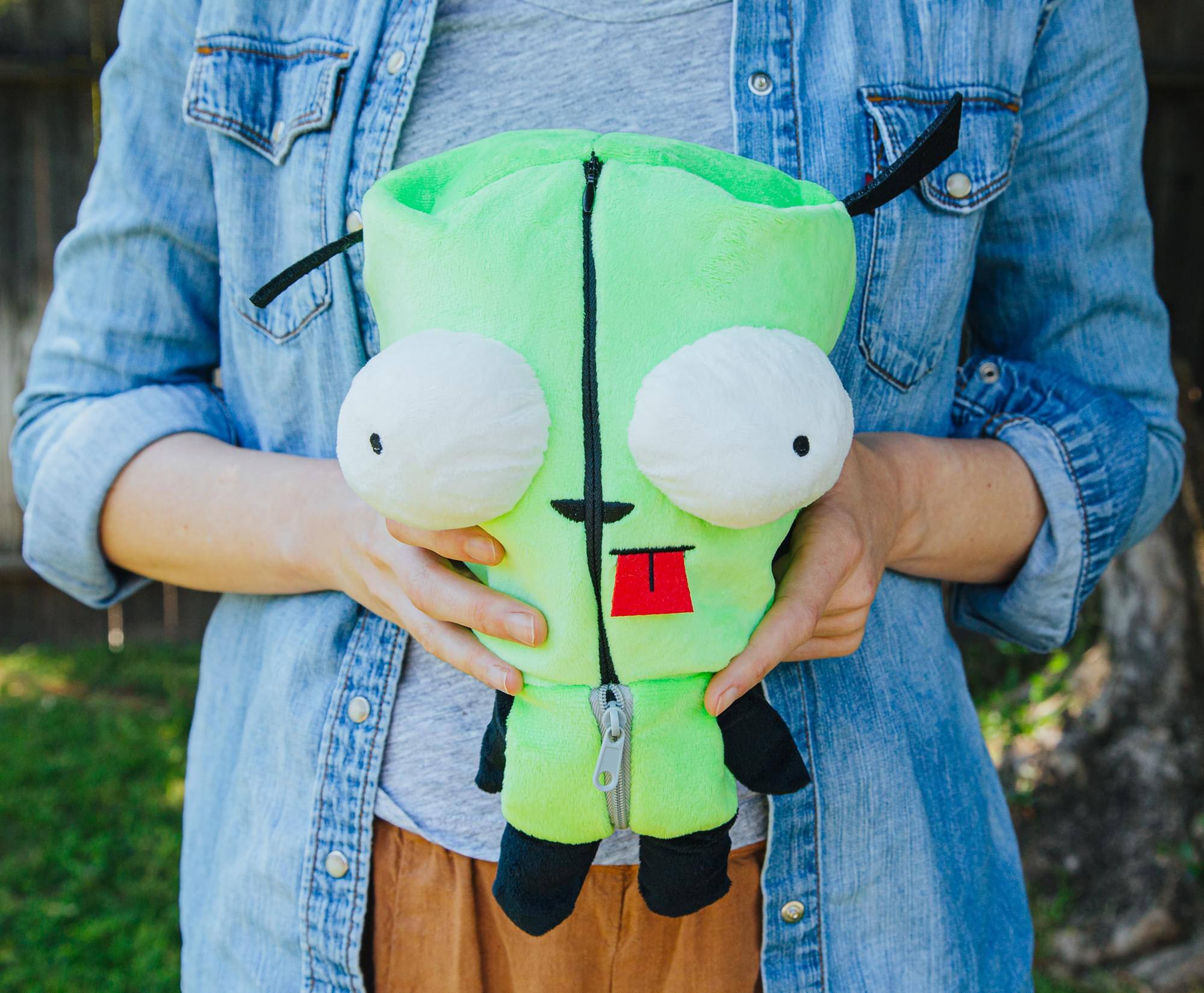 Alt View 4. Golden Bell Studios - Invader Zim GIR With Removable Costume 10-Inch Collector Plush - Green.