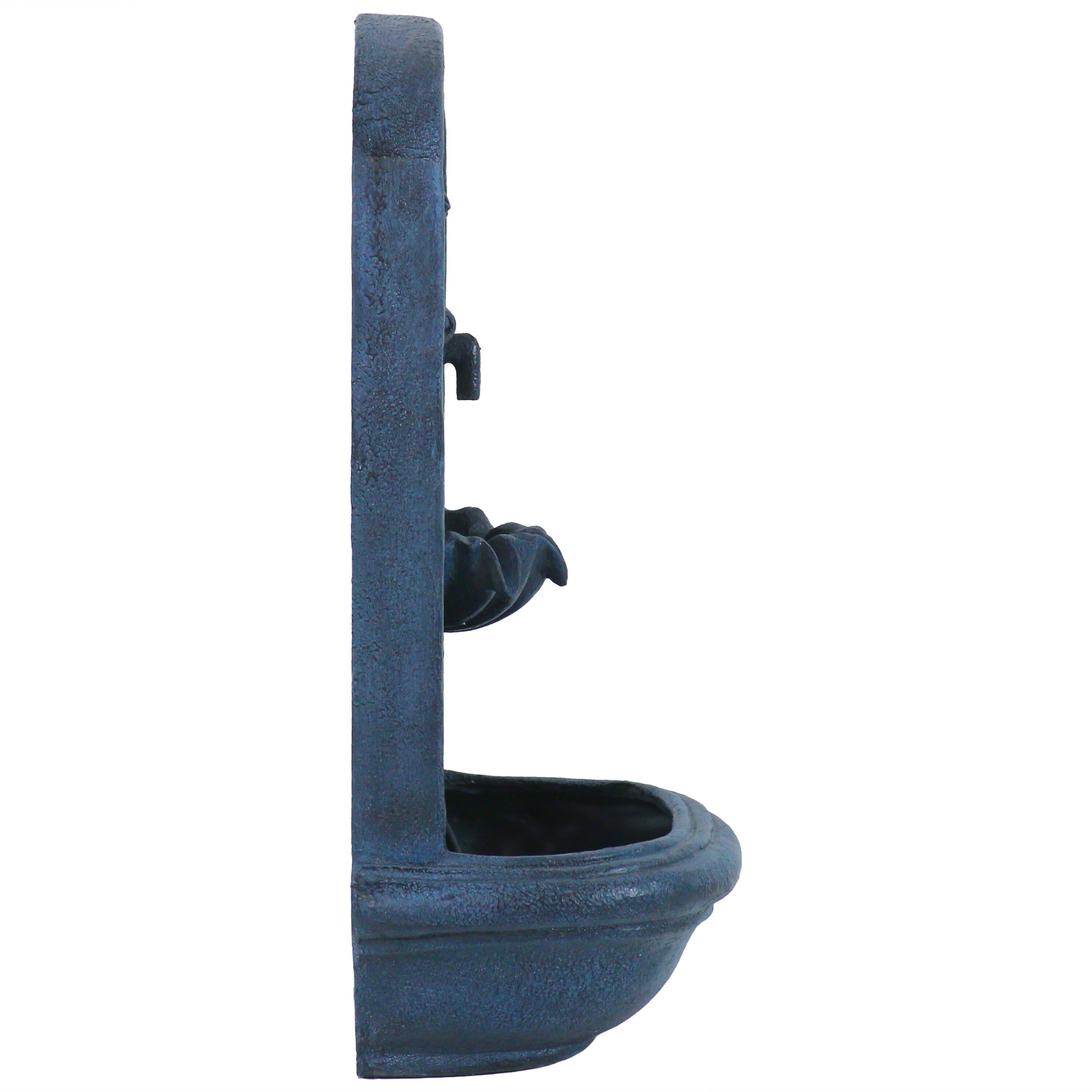 Alt View 6. Sunnydaze - Seaside Polystone Outdoor Wall Fountain - Lead.