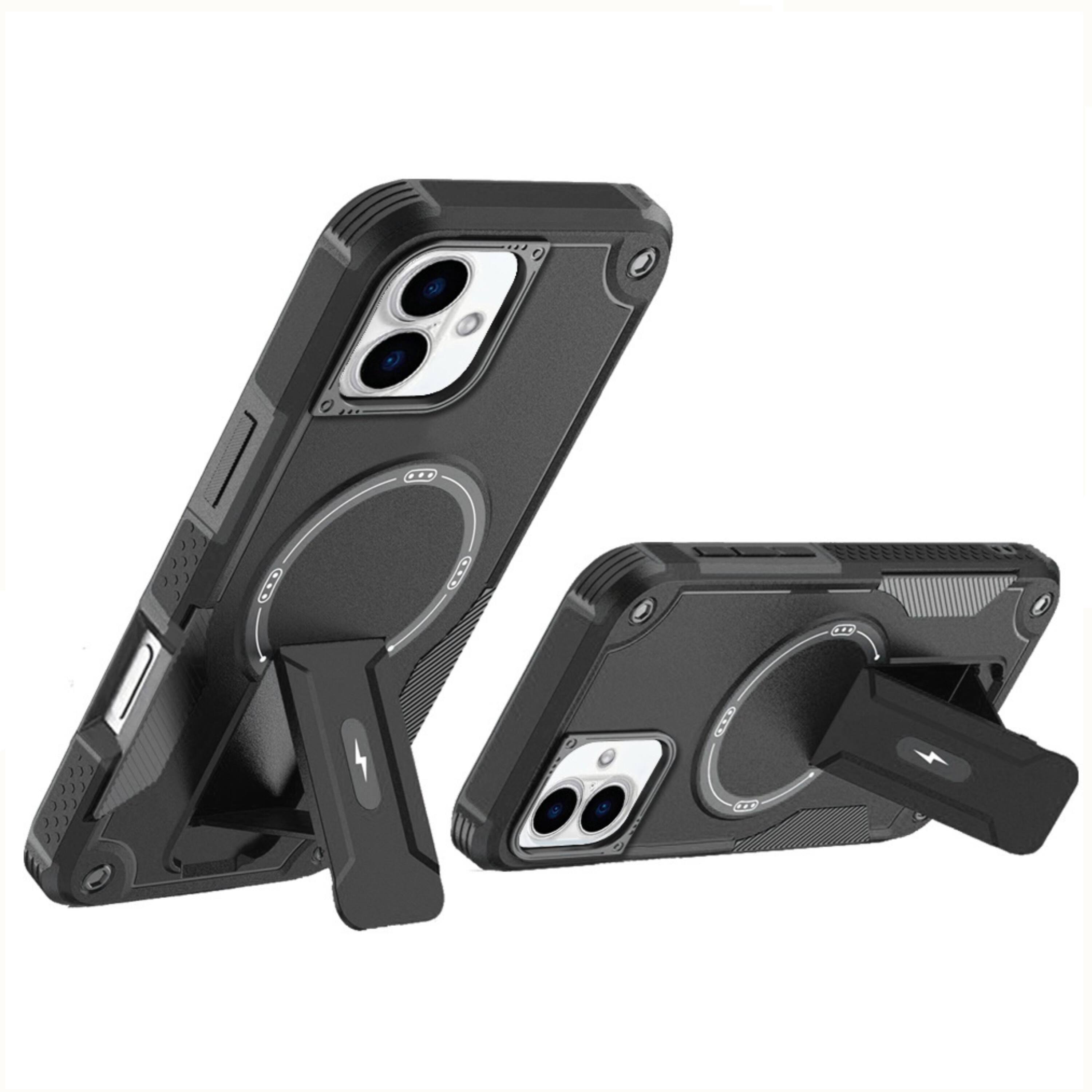 Back. Kitcheniva - Heavy Duty Magnetic Circle Armor Case With Tempered Glass For iPhone 17 Pink - Pink.