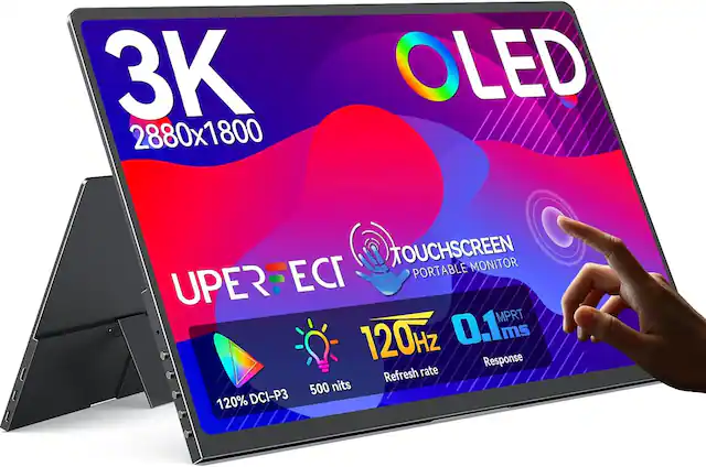3K 2880x1800
LED
TOUCHSCREEN MONITOR
PORTABLE
UPERFECT
120Hz
0.1ms Response
Refresh rate
500 nits
120% DCI-P3