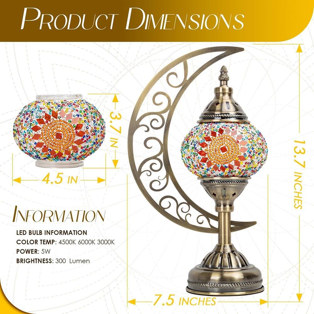 **Product Dimensions**

- Height: 13.7 inches
- Diameter: 7.5 inches

**Information**

- LED Bulb Information
  - Color Temp: 4500K, 6000K, 3000K
  - Power: 5W
  - Brightness: 300 Lumens