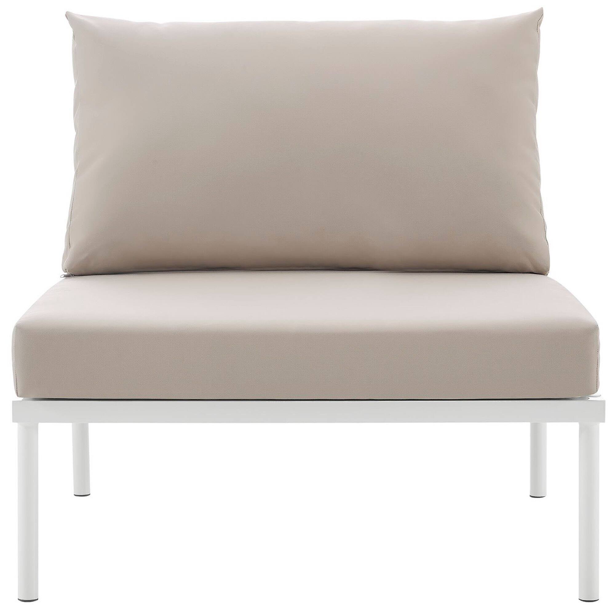 Alt View 1. Modway - Harmony Armless Outdoor Patio Aluminum Chair by Modway - White Beige.