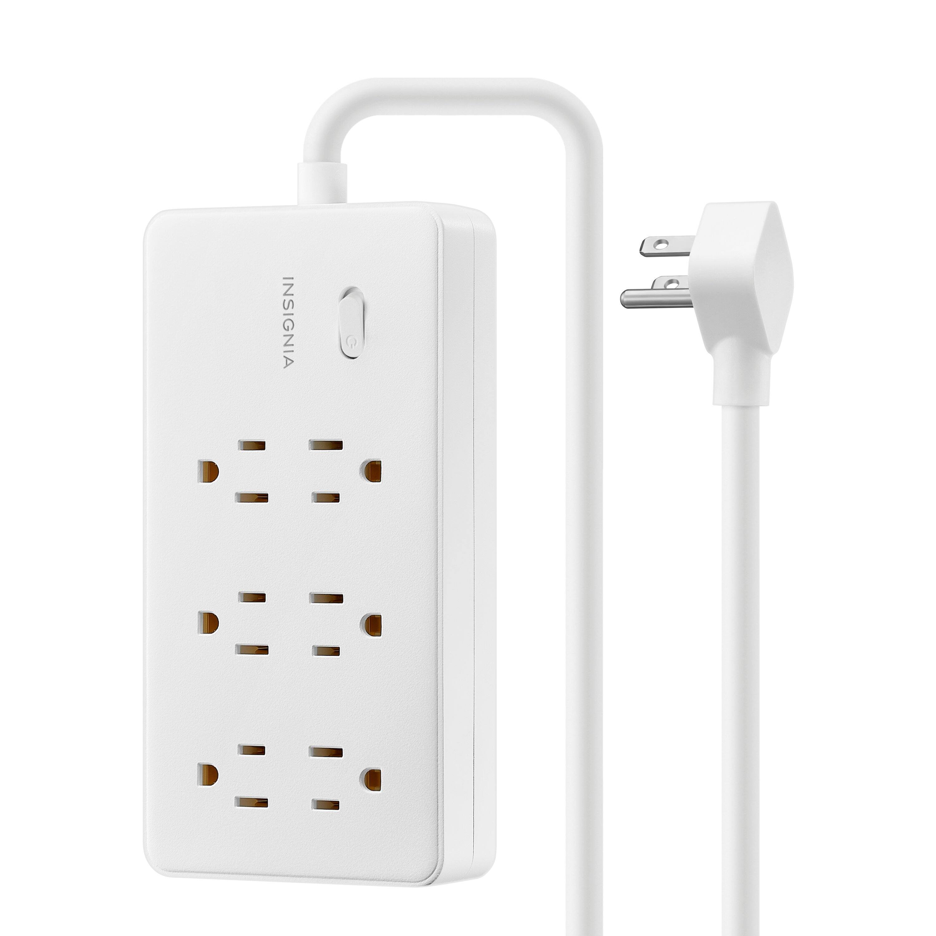 Alt View 12. Insignia™ - 4’ 6 Outlet Power Strip with Power Switch - White.