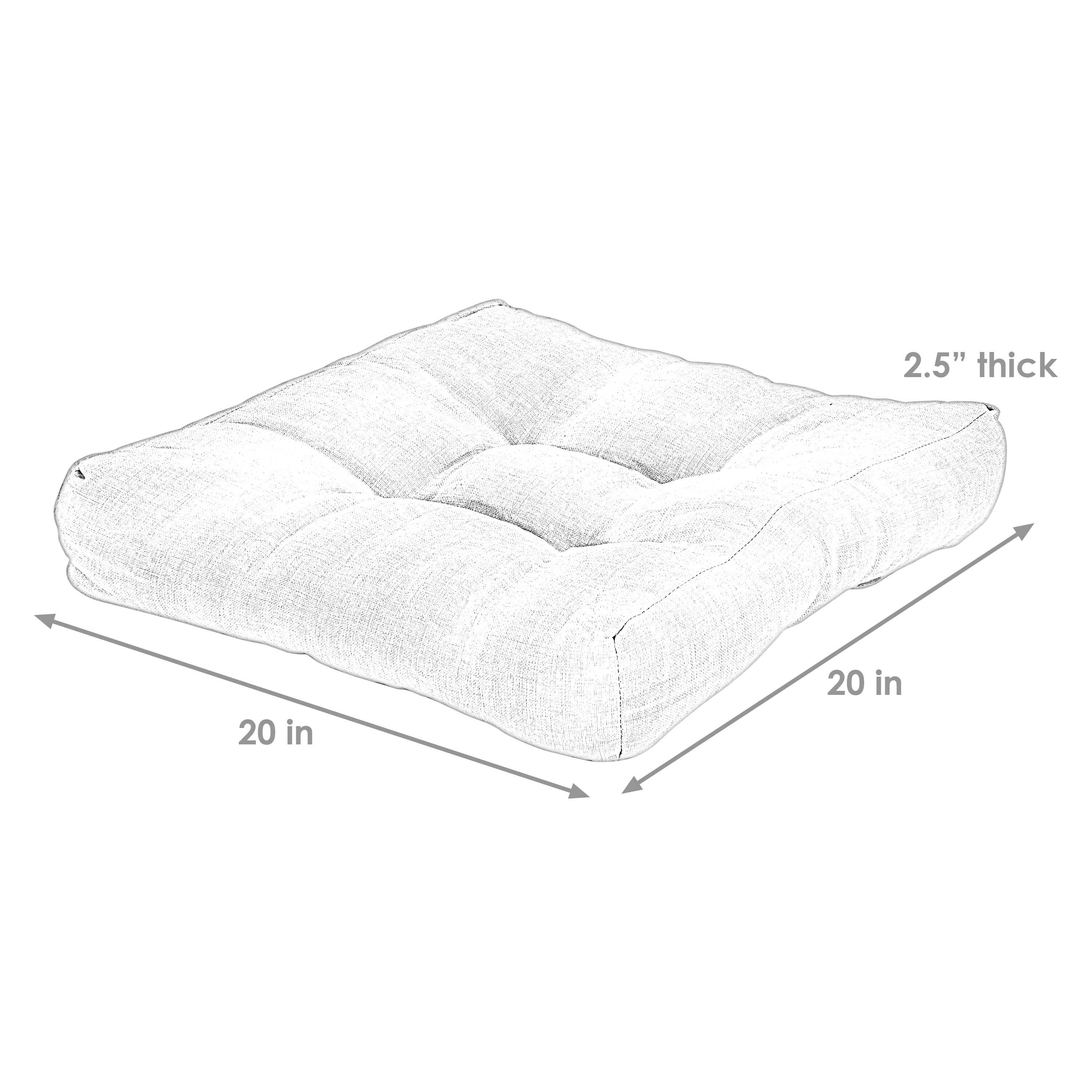 2.5" thick  
20 in x 20 in