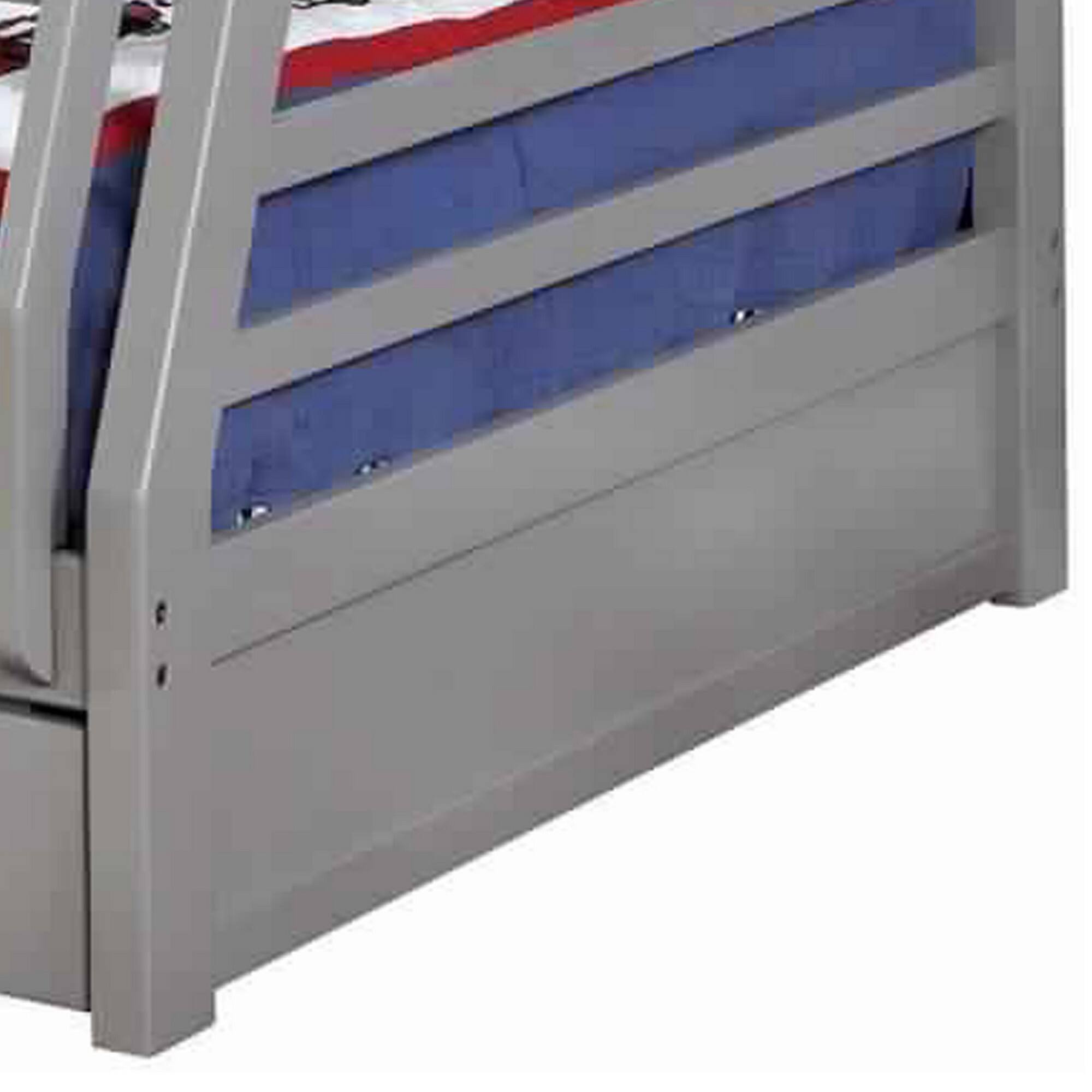 Alt View 1. Manhattan Lane - Transitional Twin Over Full Bed with Attached Ladder and Drawers, Dark Gray - Gray.