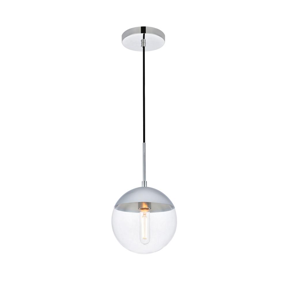Back. Living District - Eclipse 1 Light Chrome Pendant With Clear Glass - Chrome And Clear.