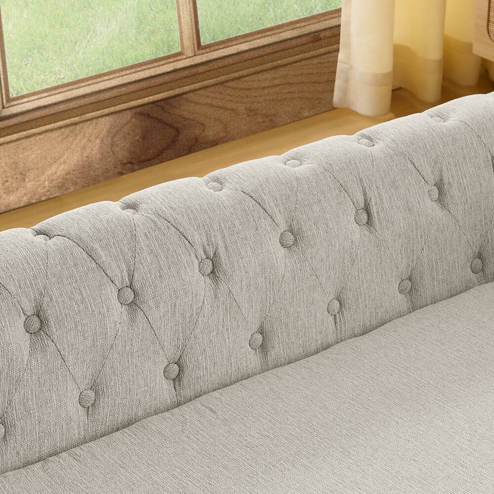 Alt View 4. AOSTIRMOTOR - Beige Rectangular Oversized Soft Linen Fabric Elevated Durable Dogs Pet Sofa Bed - Beige.