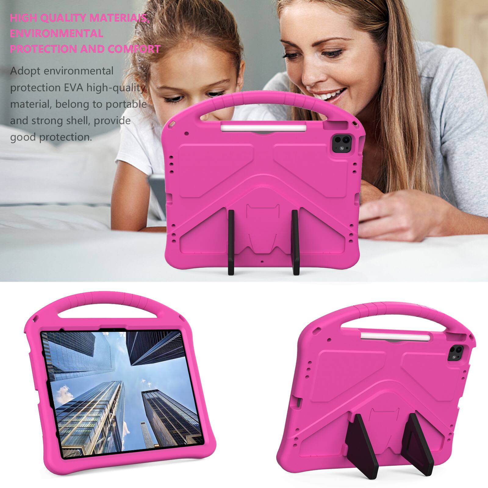 HIGH QUALITY MATERIALS, ENVIRONMENTAL PROTECTION AND COMFORT

Adopt environmental protection EVA high-quality material, belong to portable and strong shell, provide good protection.