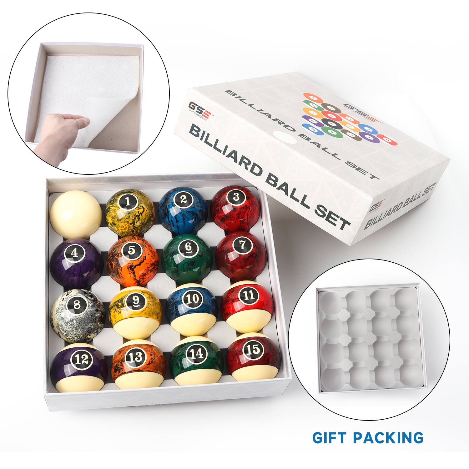 BILLIARD BALL SET, GSE, BILLIARD BALL SET, BILLIARD, BILLIARD, GIFT PACKING